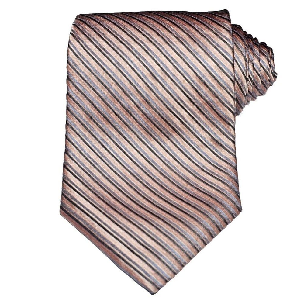 CALVIN KLEIN Mens Tie Glitz Pink Blue Striped Necktie 100% Silk 60x3.75